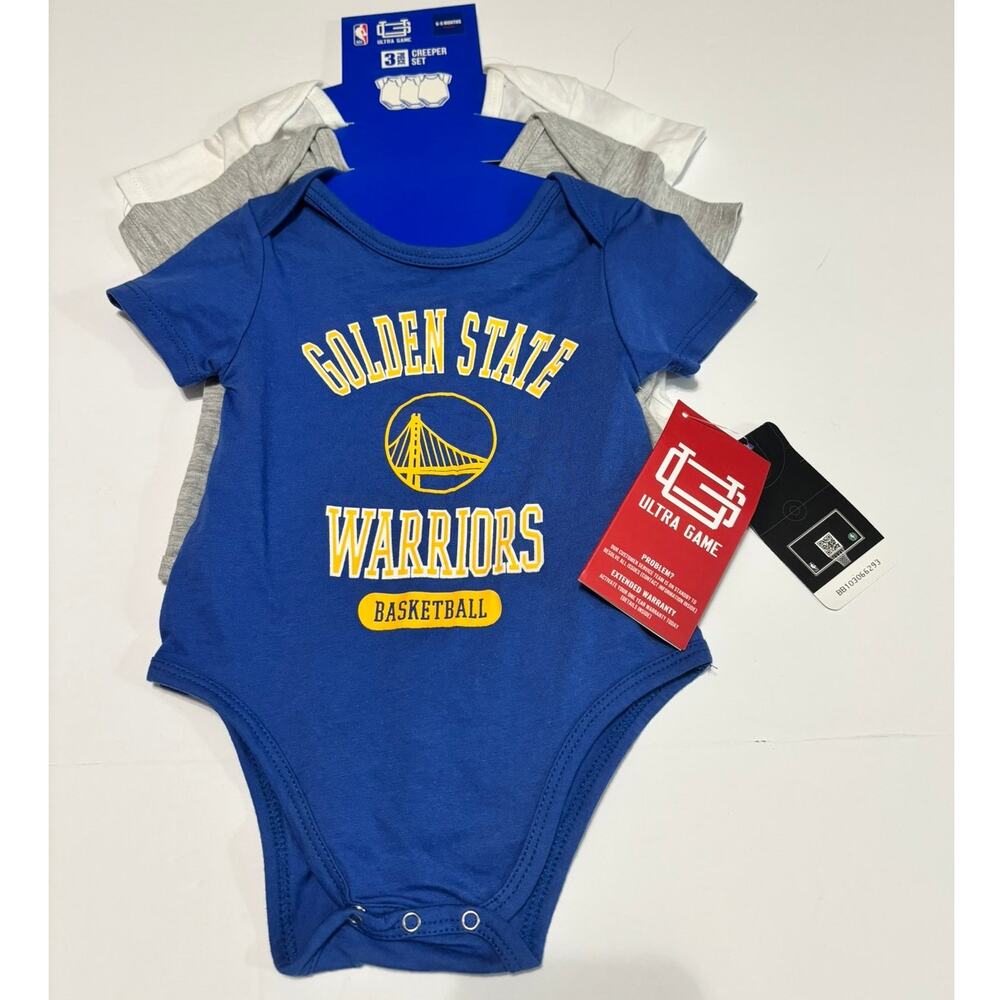 NBA Golden State Warriors Baby Bodysuit Set 3pc 6–9M Ultra Game